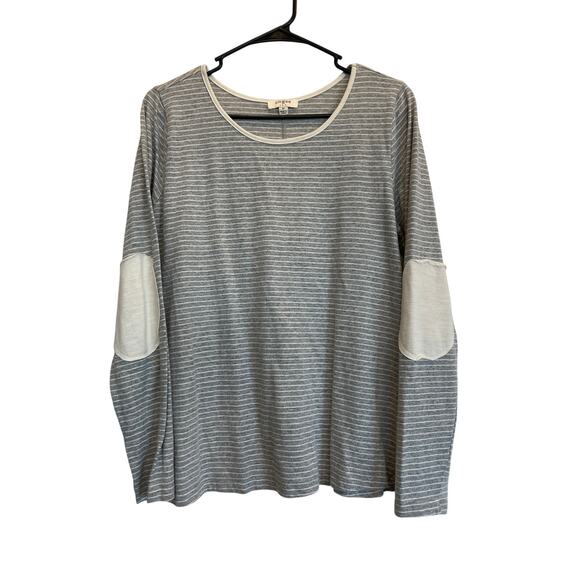 UMGEE Grey and white stripe long sleeve pullover tee M bump friendly - Picture 1 of 6